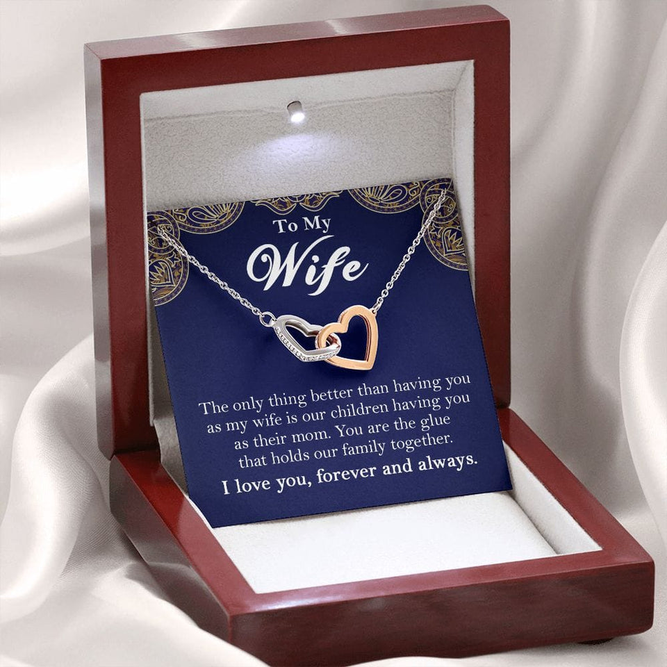 To My Wife Interlocking Hearts Rose Gold Necklace Gift From Husband