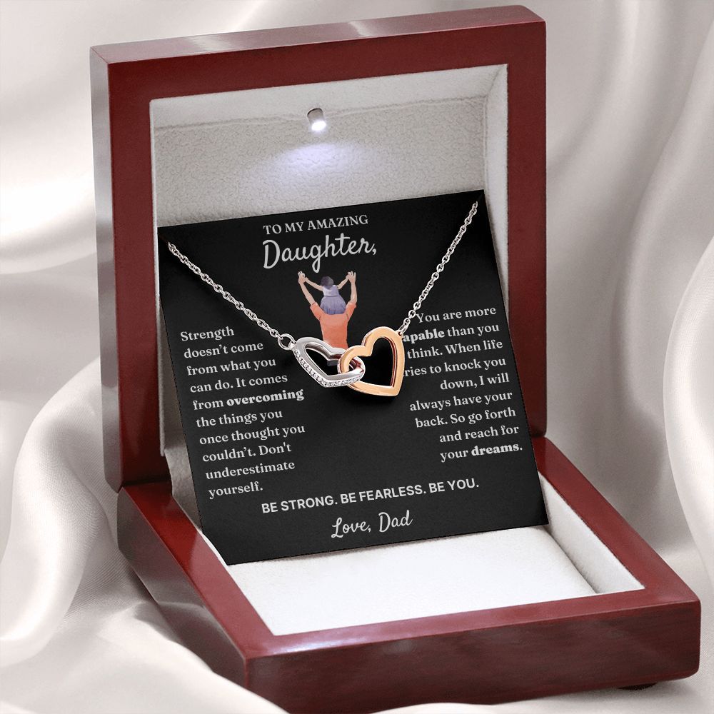Don't Underestimate Yourself - Interlocking Hearts Necklace For Daughter