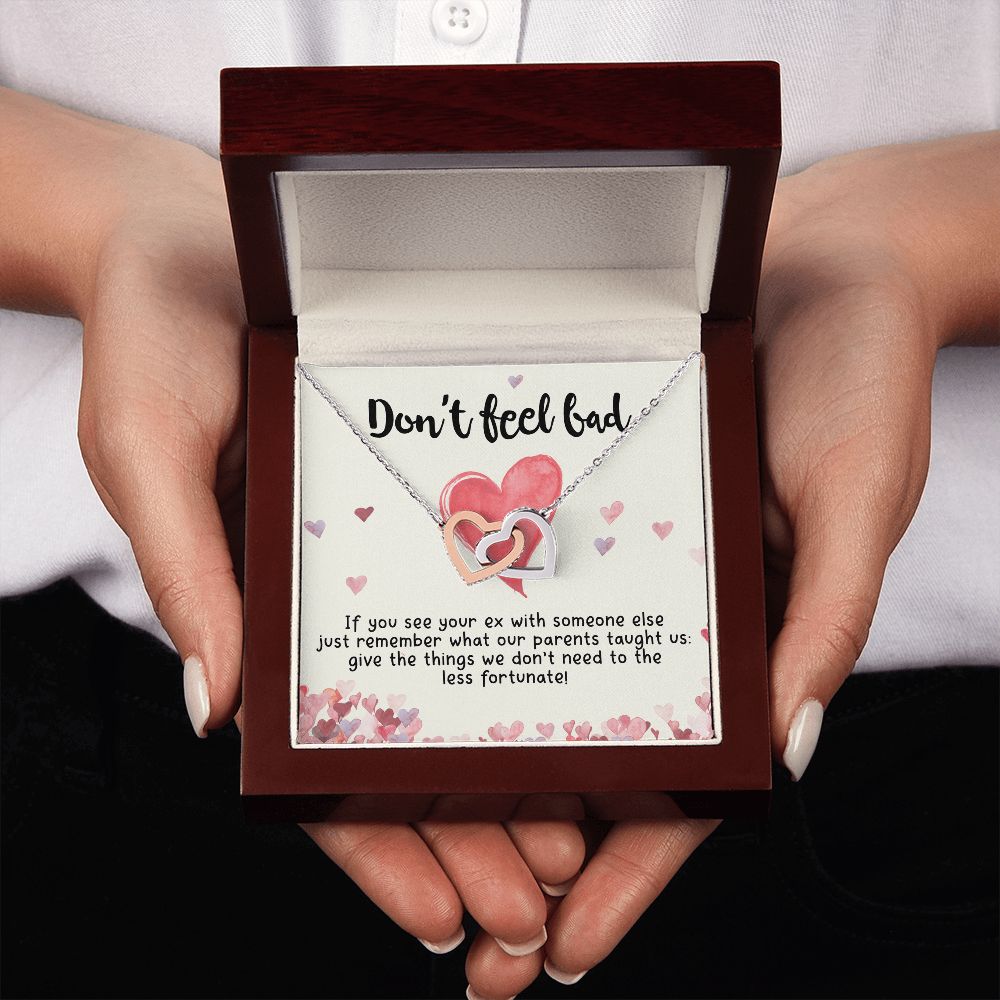 Girlfriend and Soulmate Necklace - Don't Feel Bad If You See Your Ex Interlocking Hearts Necklace
