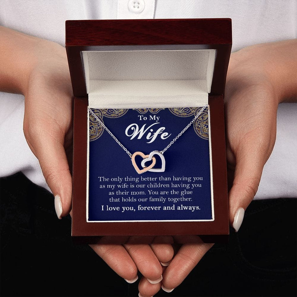 To My Wife Interlocking Hearts Rose Gold Necklace Gift From Husband