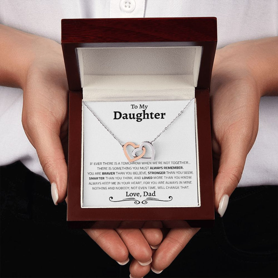 To My Daughter | I Will Always Keep You In My Heart | Interlocking Hearts Necklace