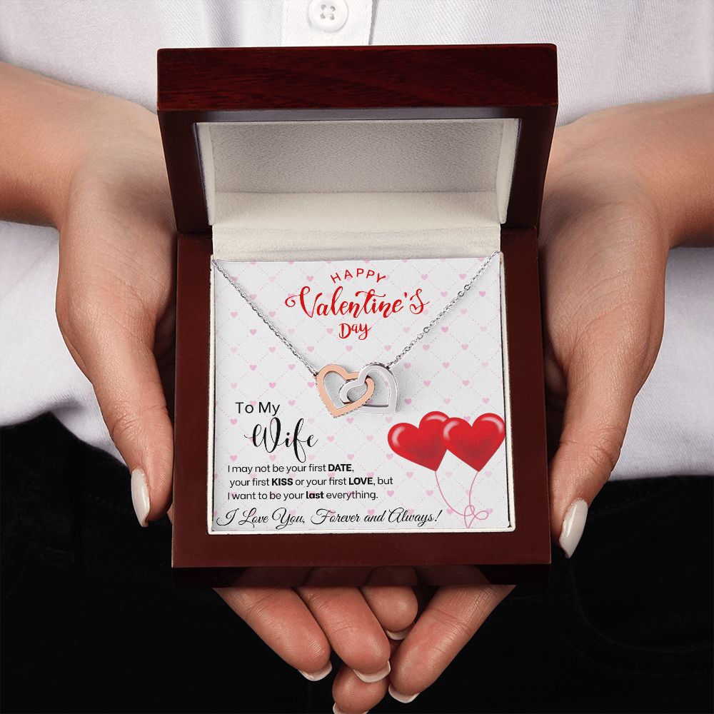 To My Wife - Interlocking Hearts Necklace - Red Balloons Gift For Mom, necklace For Wife, Gift For Mother's Day