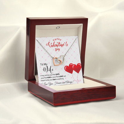 To My Wife - Interlocking Hearts Necklace - Red Balloons Gift For Mom, necklace For Wife, Gift For Mother's Day