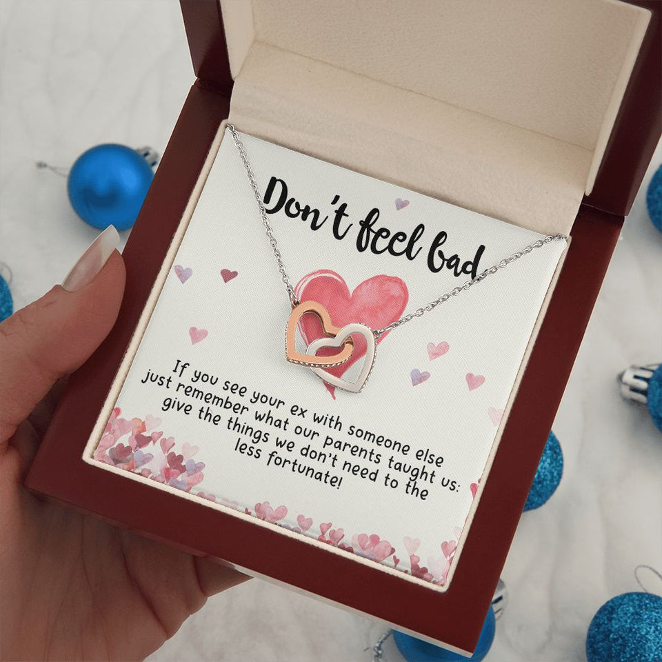 Girlfriend and Soulmate Necklace - Don't Feel Bad If You See Your Ex Interlocking Hearts Necklace