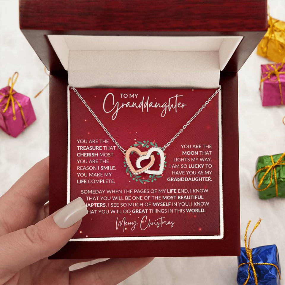 Granddaughter Christmas Interlocking Hearts Necklace Gift