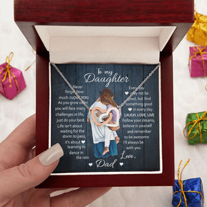 Daughter Laugh Love Live, Interlocking Hearts Necklace, Gift for Daughter from Dad