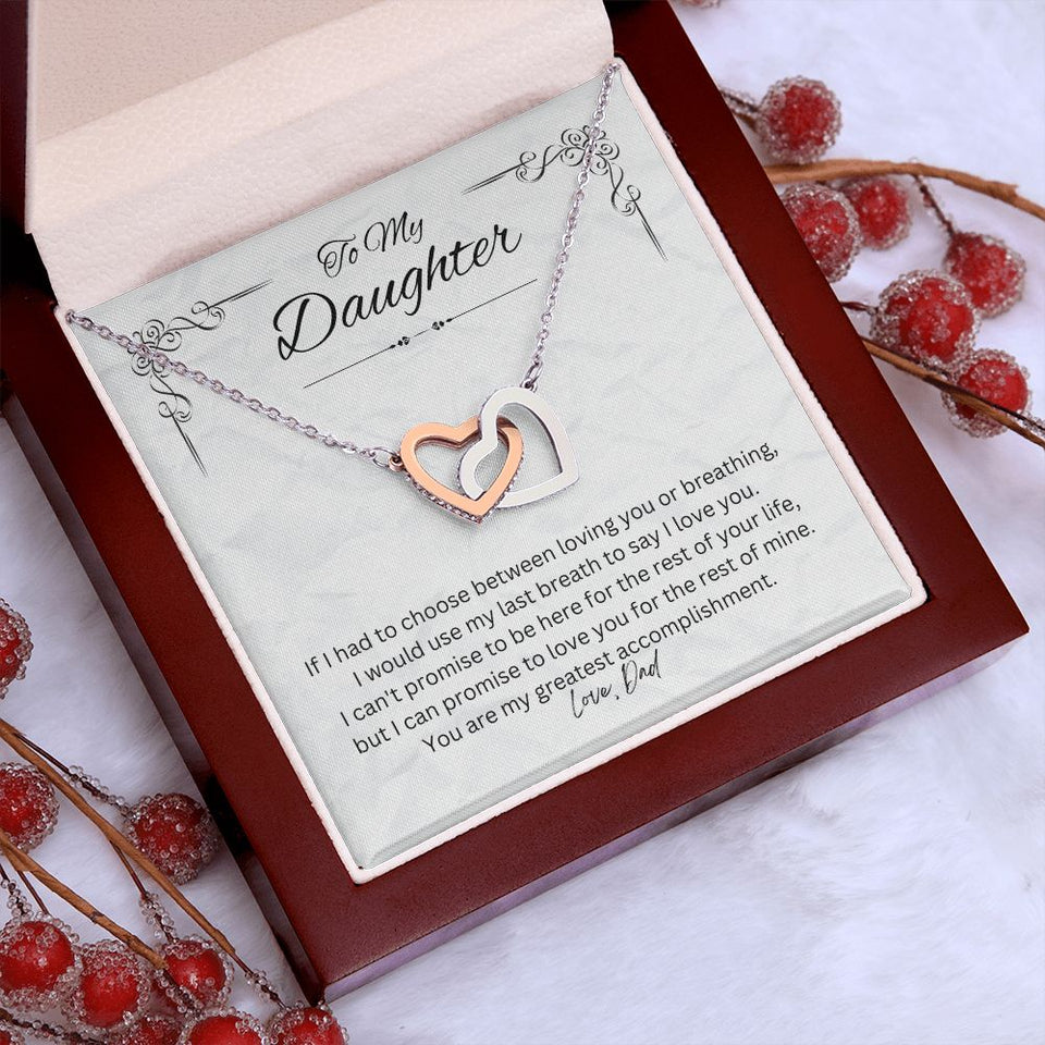 To My Daughter Love Dad Interlocking Hearts Necklace Gift For Mom, necklace For Wife, Gift For Mother's Day