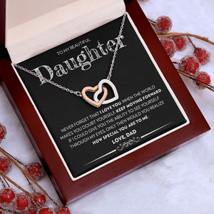To My Beautiful Daughter (From Dad) | Never Forget That I Love You | Interlocking Hearts Necklace