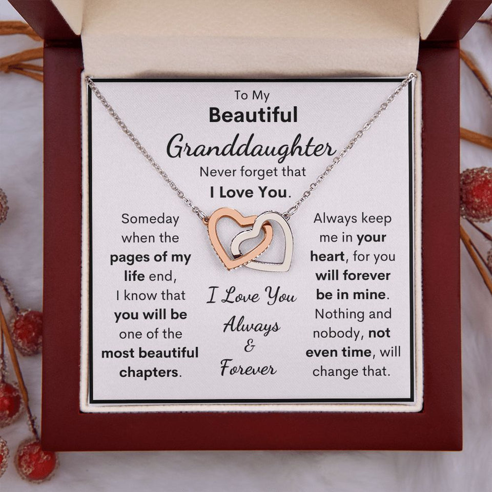 To My Beautiful Granddaughter Necklace, Someday When The Pages Of My Life End, Interlocking Hearts Necklace, Necklace for Granddaughter