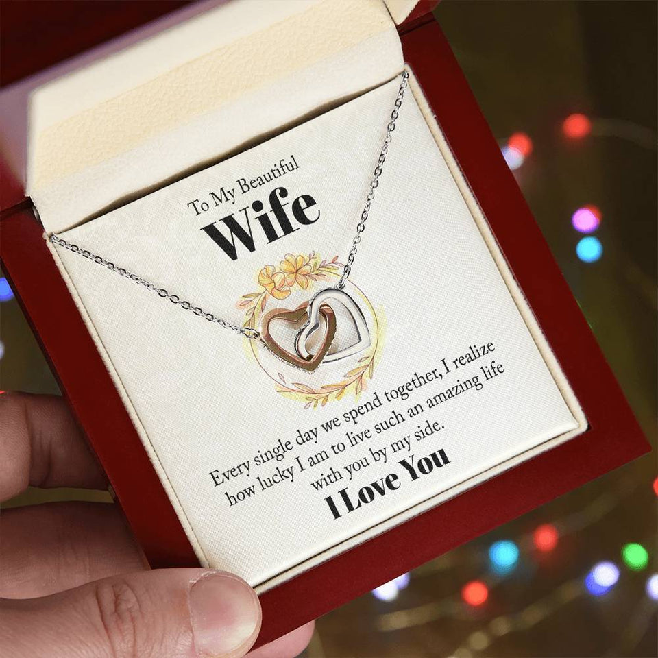 Beautiful Wife Interlocking Hearts Necklace