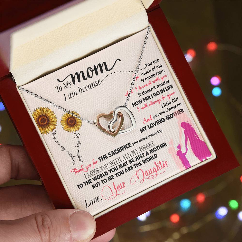 Mom You Are My Sunshine Interlocking Hearts Necklace
