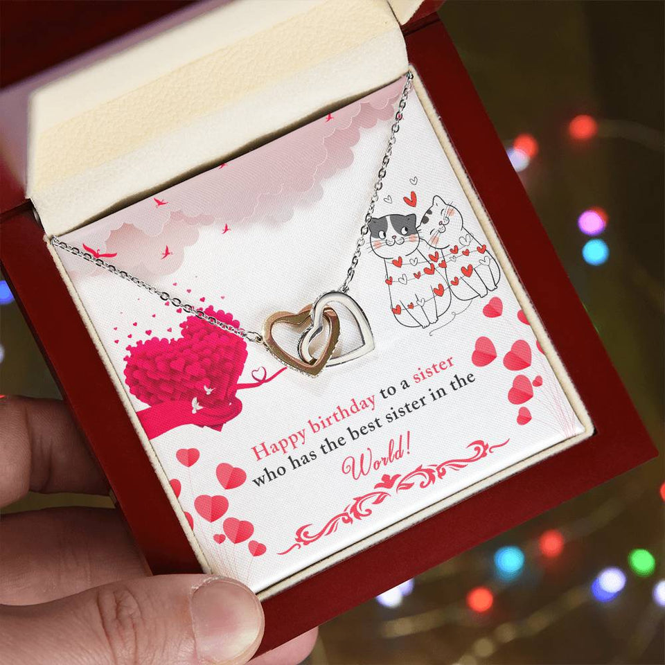 Sister Birthday Interlocking Hearts Necklace