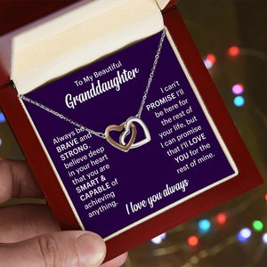 To My Beautiflul Granddaughter Necklace - I Love You Always, Interlocking Hearts Necklace