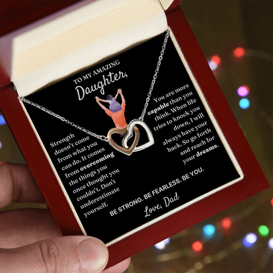 Don't Underestimate Yourself - Interlocking Hearts Necklace For Daughter