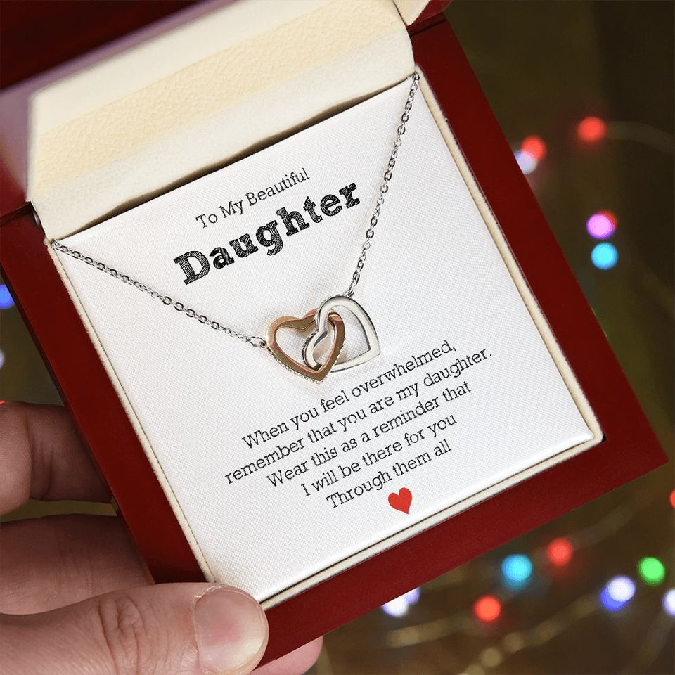 To My Beautiful Daughter - Interlocking Hearts Necklace For Daughter