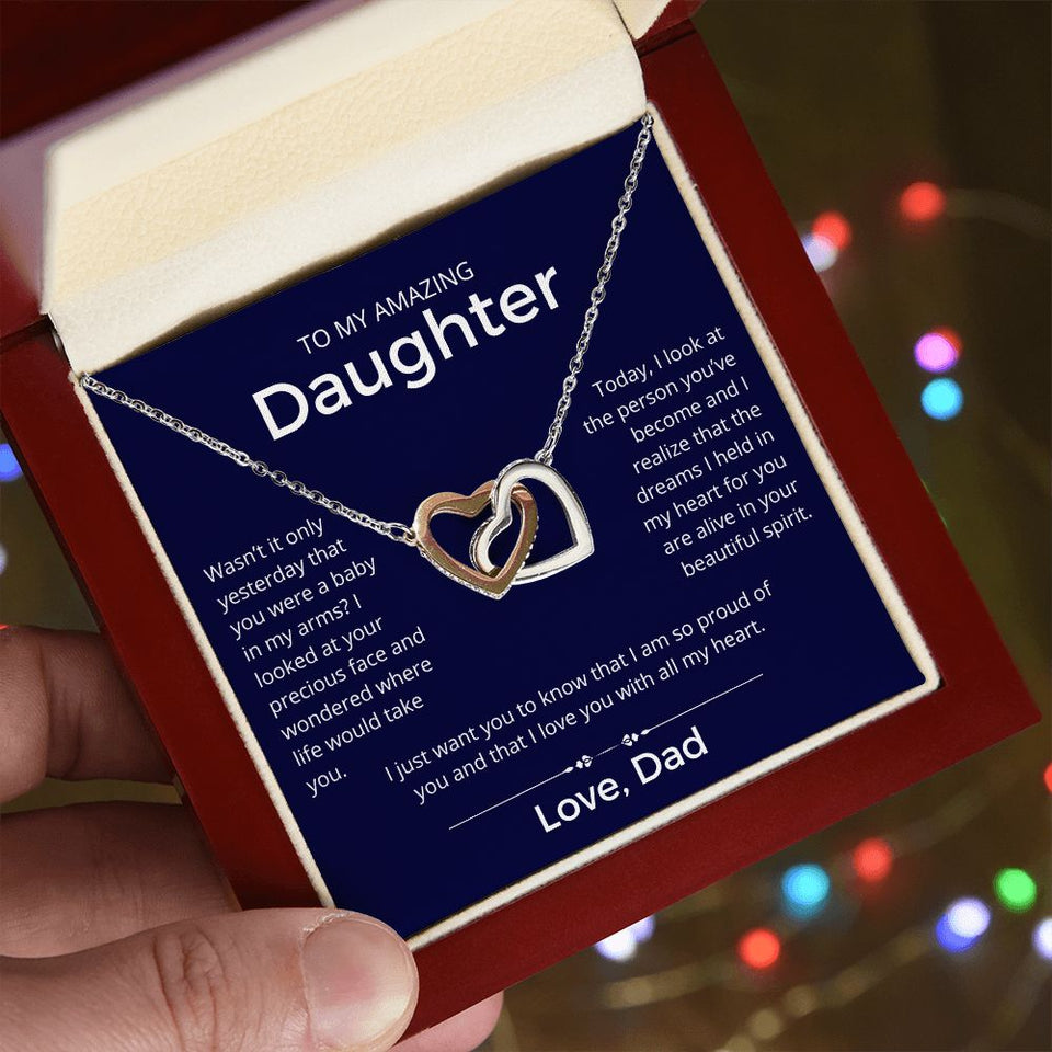 So Proud Of You - Interlocking Hearts Necklace For Daughter