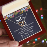 Sister-- Distance Never Separates Two Hearts - love knot necklace_artwork_original_artwork Interlocking Hearts Necklace