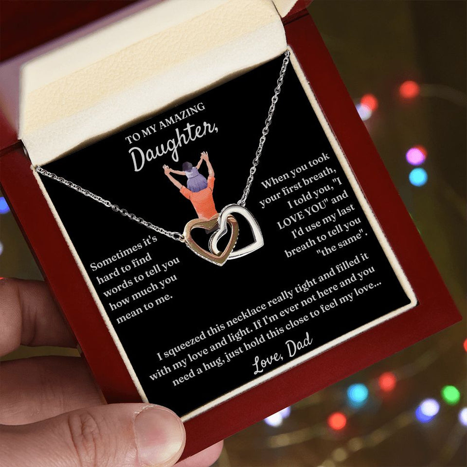 How Much You Mean To Me - Interlocking Hearts Necklace For Daughter