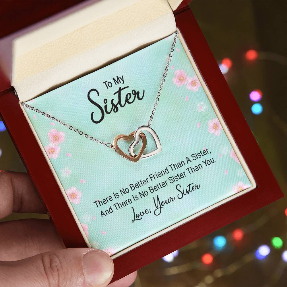 No Better Friend than a Sister Interlocking Hearts Necklace