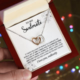 To My Soulmate | You Complete My World | Interlocking Hearts Necklace