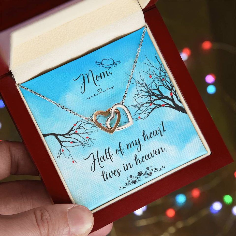 Mom In Heaven Interlocking Hearts Necklace