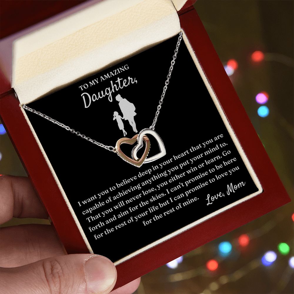 Capable Of Achieving Anything - Interlocking Hearts Necklace For Daughter