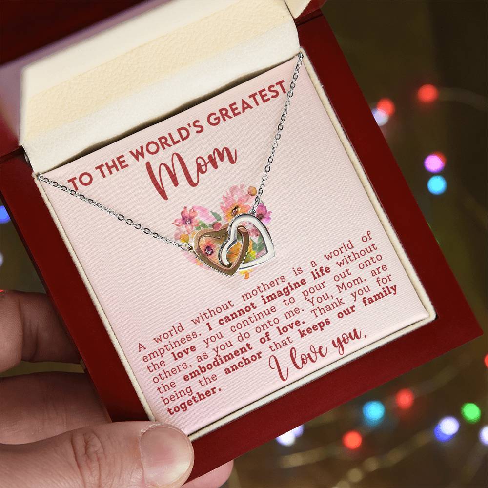 World's Greatest Mom Interlocking Hearts Necklace