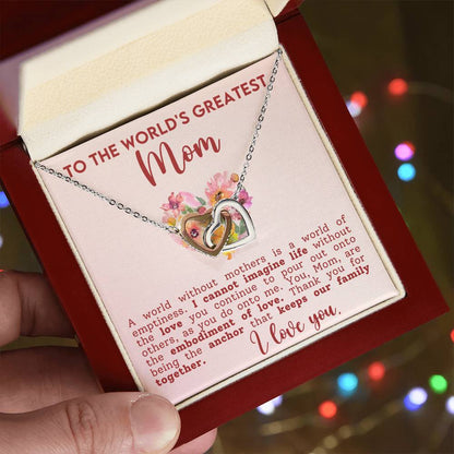 World's Greatest Mom Interlocking Hearts Necklace