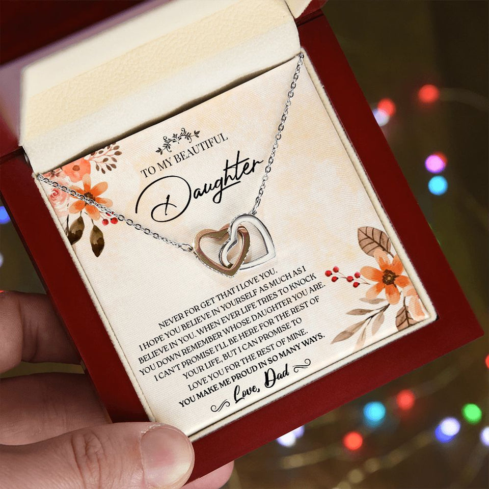 To my Daughter - Love You For The Rest of Mine - Interlocking Hearts Necklace Gift