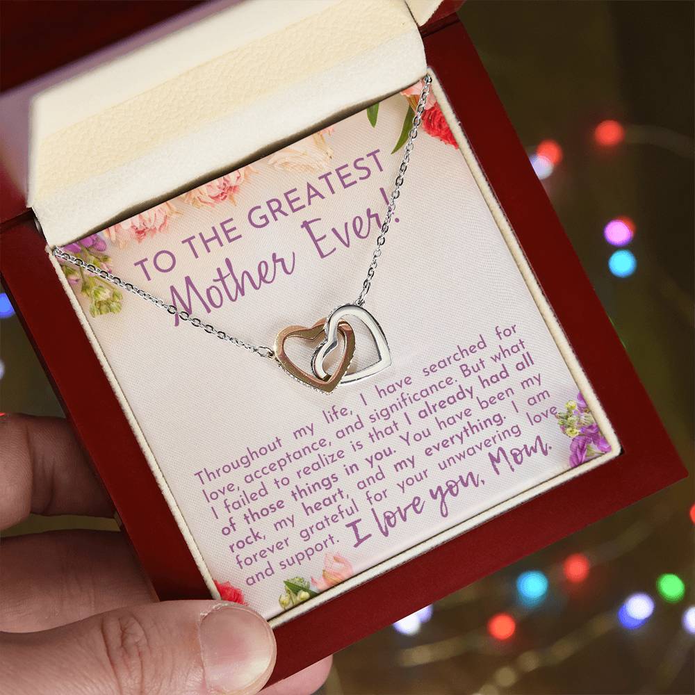 Greatest Mother Ever Interlocking Hearts Necklace