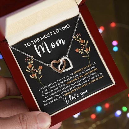 Mom Dedication Interlocking Hearts Necklace