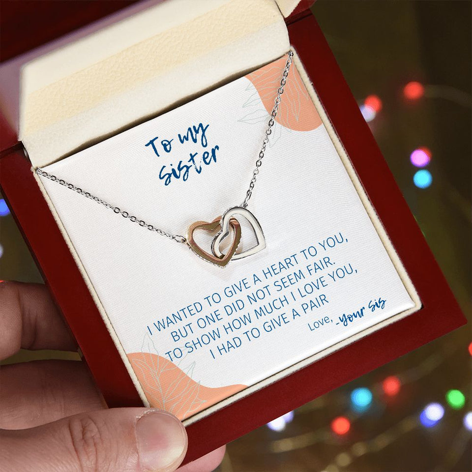 Two Hearts For You - Interlocking Hearts Necklace For Sister