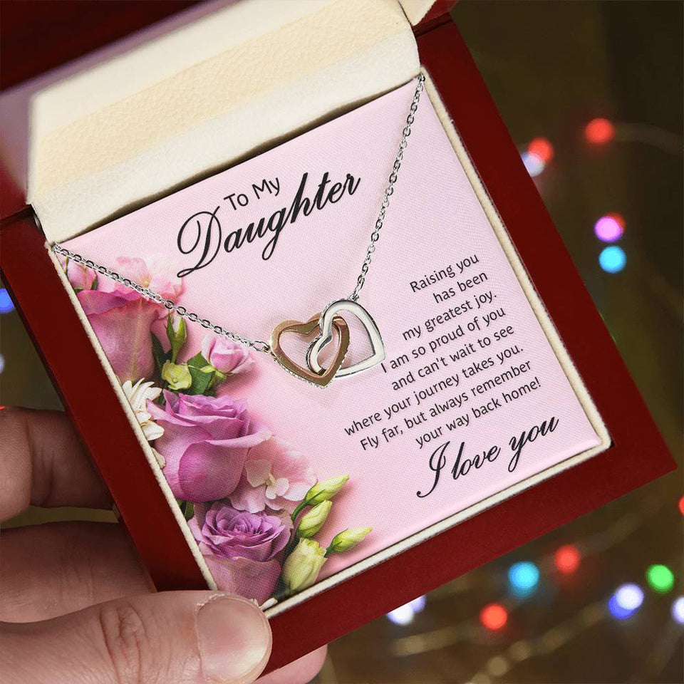 Daughter Proud Interlocking Hearts Necklace