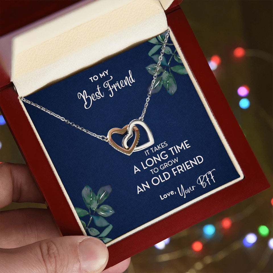 It Takes A Long Time To Grow An Old Friend - Interlocking Hearts Necklace