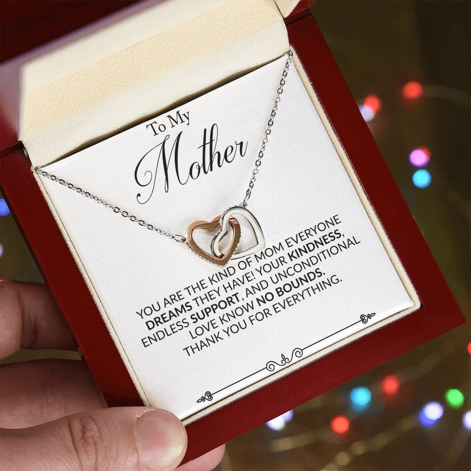 To My Mother Personalized Name Interlocking Hearts Necklace