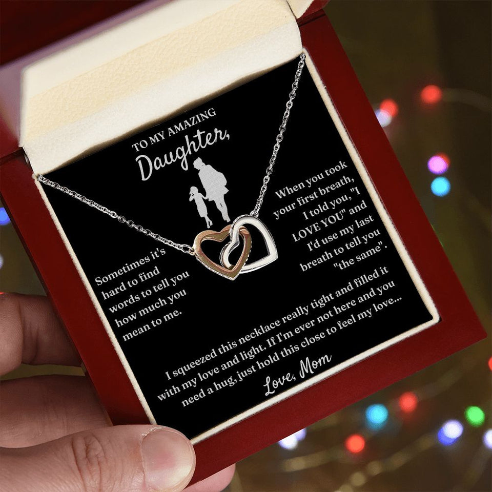 Hard To Find Words - Interlocking Hearts Necklace For Daughter
