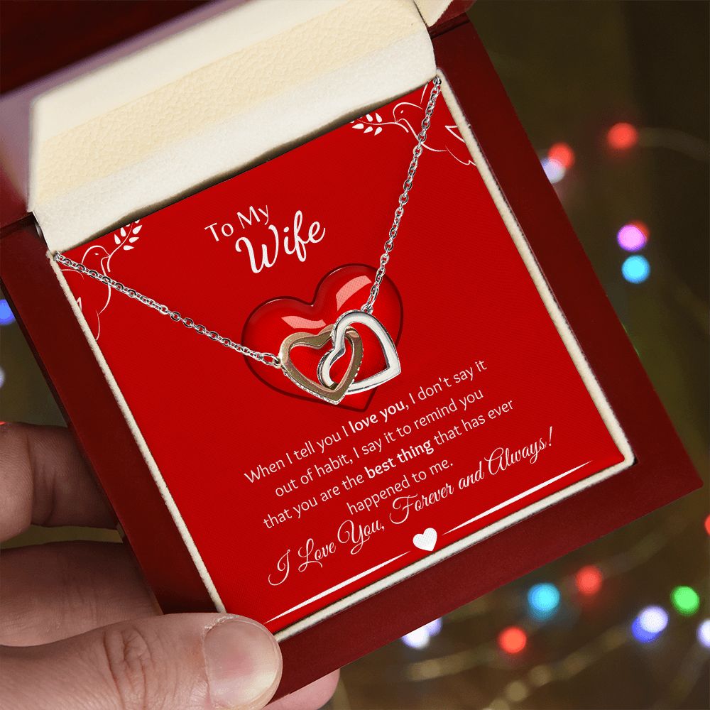 To My Wife - Interlocking Hearts Necklace - Two Doves Gift For Mom, necklace For Wife, Gift For Mother's Day
