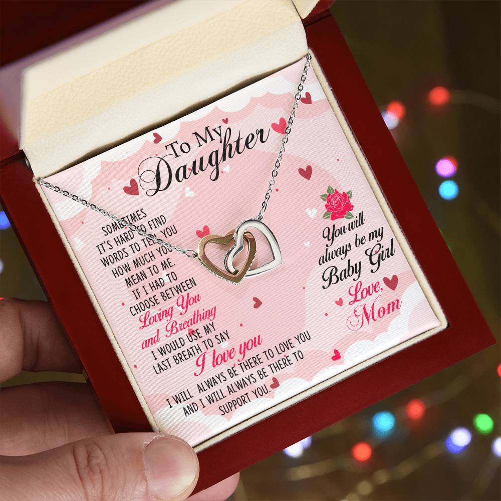 Daughter Always My Baby Girl Interlocking Hearts Necklace