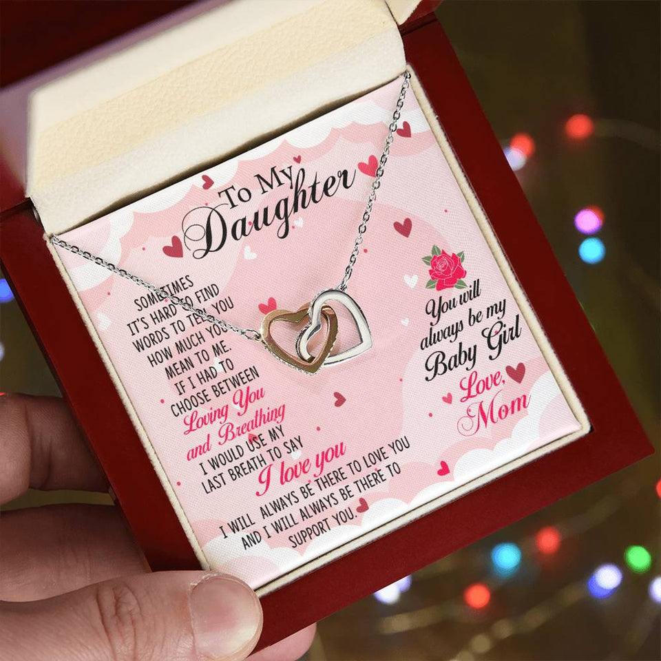 Daughter Always My Baby Girl Interlocking Hearts Necklace