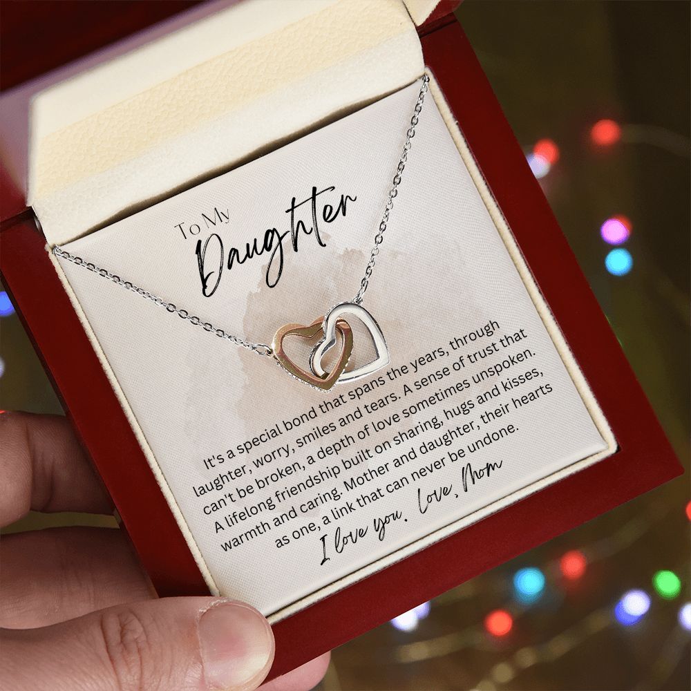To My Daughter From Mom Interlocking Hearts Necklace Gift For Mom, necklace For Wife, Gift For Mother's Day