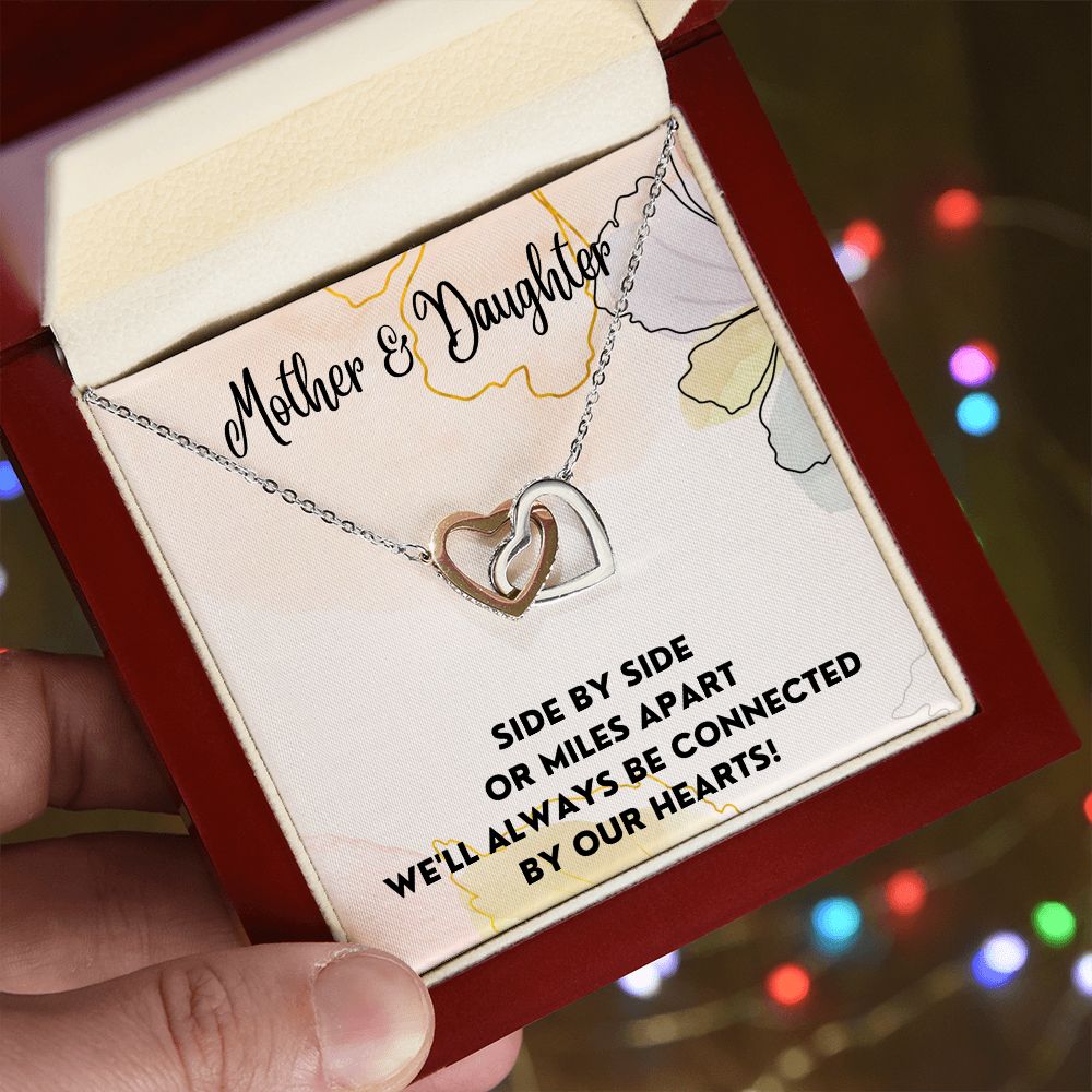 Connected By Our Hearts - Interlocking Hearts Necklace For Daughter