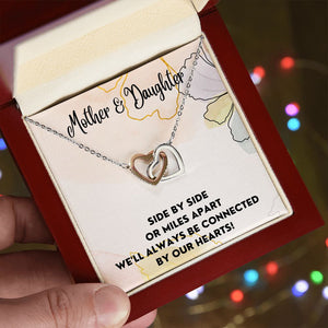 Connected By Our Hearts - Interlocking Hearts Necklace For Daughter
