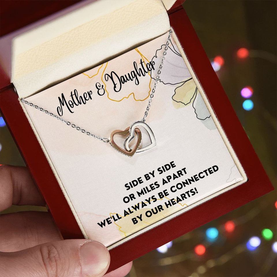 Connected By Our Hearts - Interlocking Hearts Necklace For Daughter