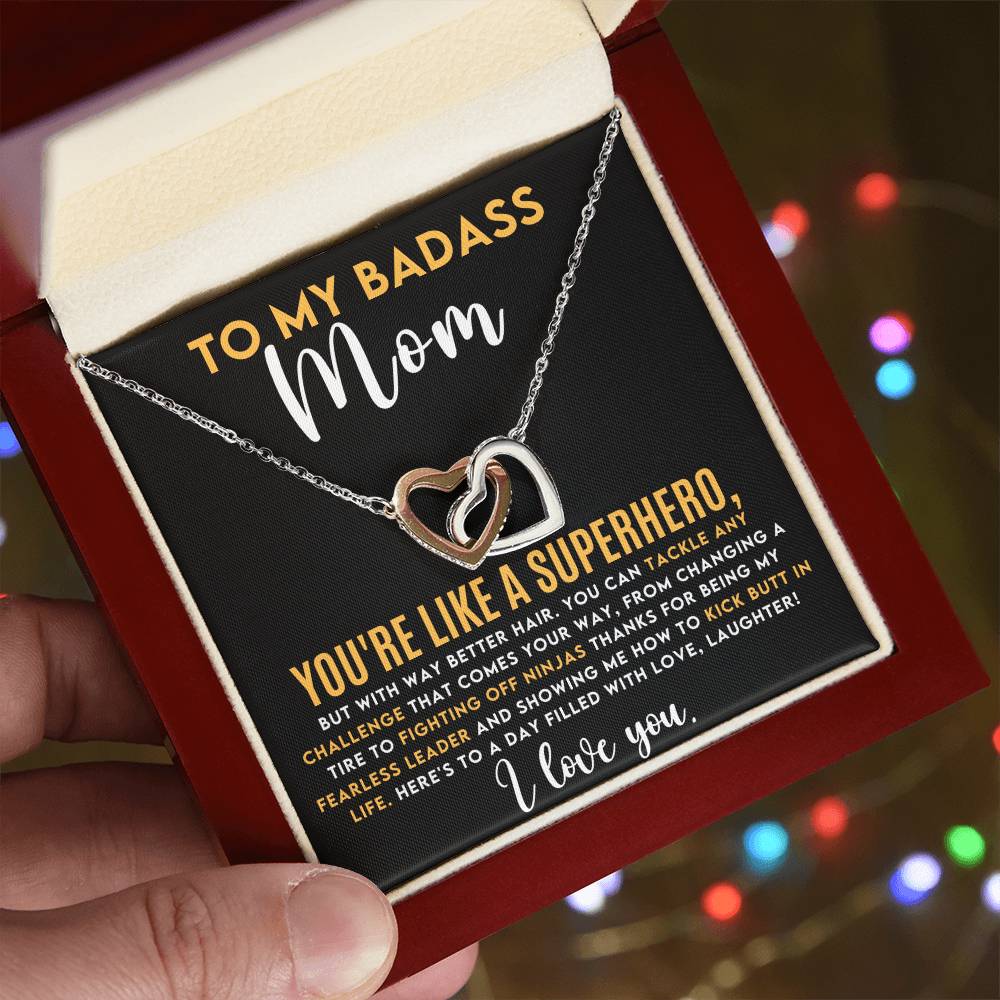 Badass Mom Interlocking Hearts Necklace
