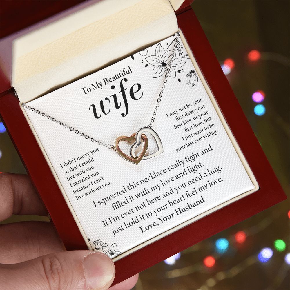 To My Wife - Love and Light - Interlocking Hearts Necklace