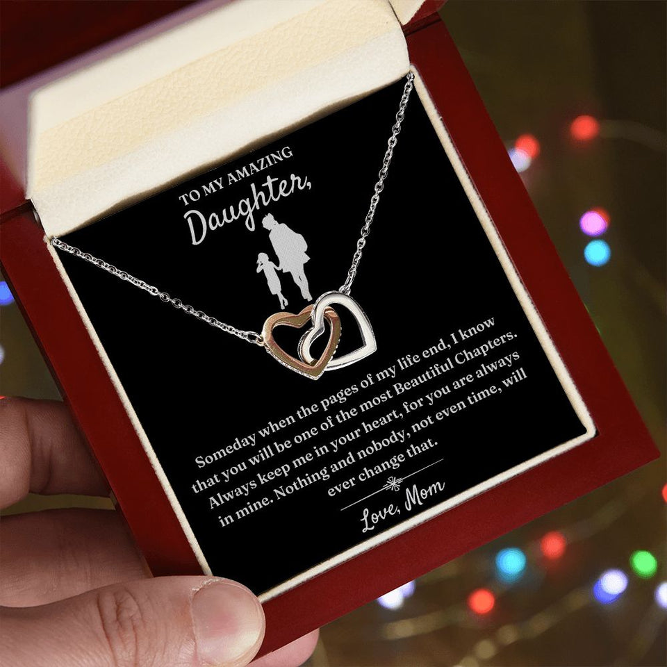 One Of The Most Beautiful Chapters - Interlocking Hearts Necklace For Daughter