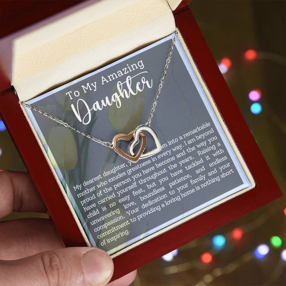 Daughter Motherhood Interlocking Hearts Necklace