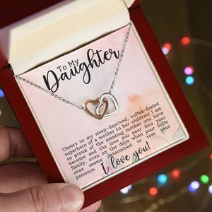 Daughter Superhero Interlocking Hearts Necklace