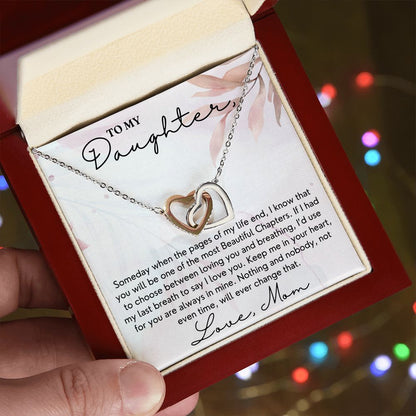 Pages Of My Life - Interlocking Hearts Necklace For Daughter