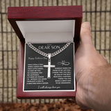 Father's Day Son Gift - I Will Always Love You Cuban Chain with Artisan Cross Necklace